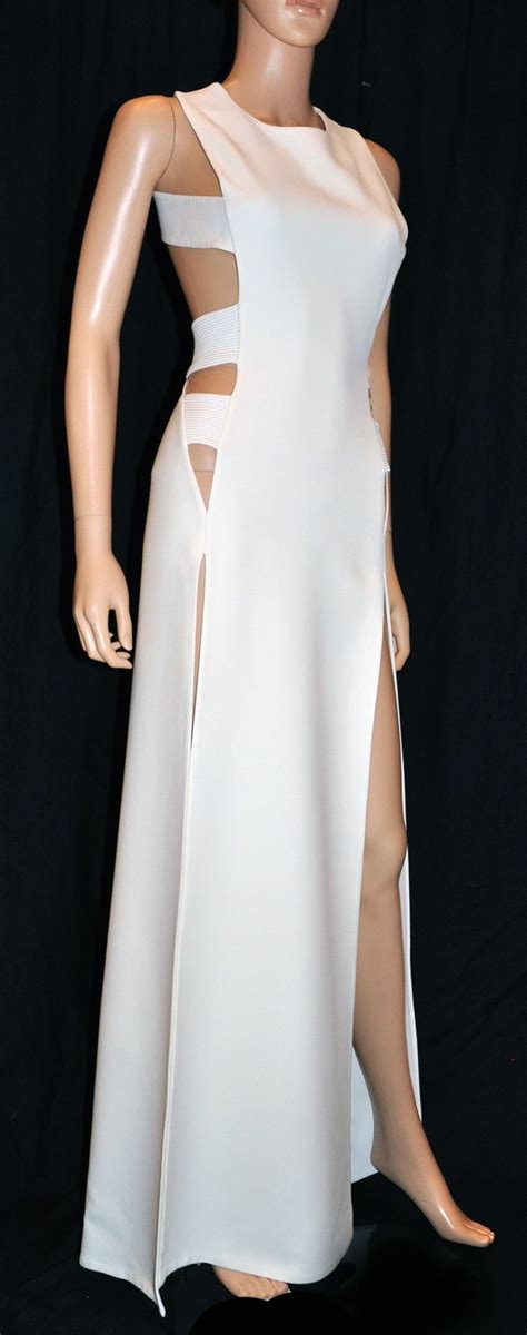 billowy white versace dress with chest cutouts|Versace White Dress .